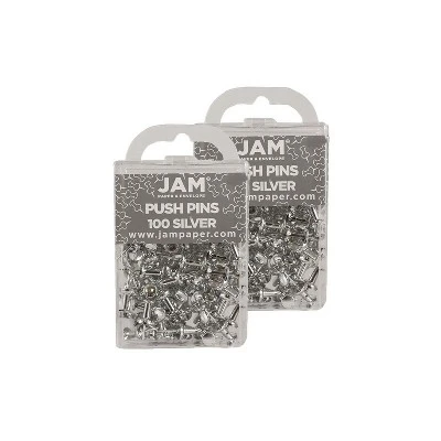JAM Paper Colored Pushpins Silver Push Pins 2 Packs Of 100 (222419054A) 3 JAM Paper Colored Pushpins Silver Push Pins 2 Packs Of 100 (222419054A) - Image 3