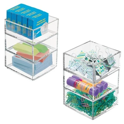 MDesign Plastic Square Desk Organizer For Office Desktop Drawers, 12 Pack, Clear 5 MDesign Plastic Square Desk Organizer For Office Desktop Drawers, 12 Pack, Clear - Image 5