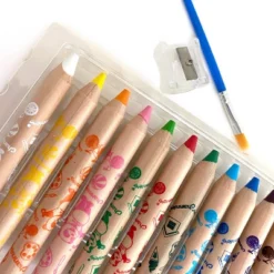 12ct 3-in-1 Water Soluble Crayons With Paint Brush And Sharpener - Channie's