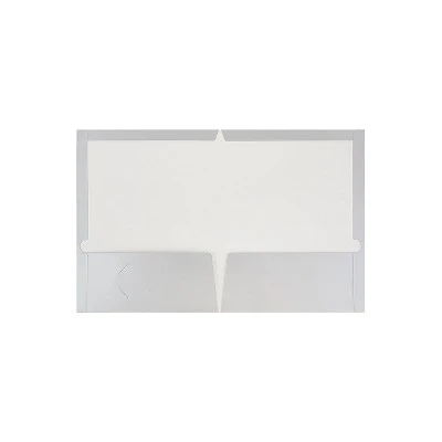JAM Paper Laminated Two-Pocket Glossy Presentation Folders Silver Bulk 50/Box 385GSIC 1 JAM Paper Laminated Two-Pocket Glossy Presentation Folders Silver Bulk 50/Box 385GSIC