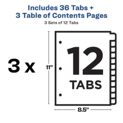 Avery Ready Index Customizable Table Of Contents Asst Dividers 12-Tab Ltr 3 Sets 11083 11 Avery Ready Index Customizable Table Of Contents Asst Dividers 12-Tab Ltr 3 Sets 11083 -Office Supplies GUEST 1b4fef8a 2224 4bd9 b5ed da6207abe0c0