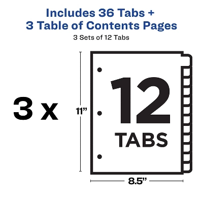 Avery Ready Index Customizable Table Of Contents Asst Dividers 12-Tab Ltr 3 Sets 11083 4 Avery Ready Index Customizable Table Of Contents Asst Dividers 12-Tab Ltr 3 Sets 11083 - Image 4