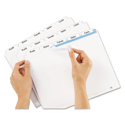 Avery Print & Apply Clear Label Dividers W/White Tabs 5-Tab Letter 5 Sets 11436 1 Avery Print & Apply Clear Label Dividers W/White Tabs 5-Tab Letter 5 Sets 11436