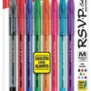 Pentel R.S.V.P. Refillable Ballpoint Pen, 1 Mm Medium Tip, Assorted Color Ink, Clear Barrel, Pack Of 8