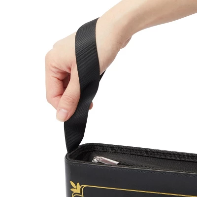 Bright Creations 9 Pocket Trading Card Binder With Removable Sleeves, Holds Up To 900 Cards, 14 X 11 In, Black & Gold Faux Leather 3 Bright Creations 9 Pocket Trading Card Binder With Removable Sleeves, Holds Up To 900 Cards, 14 X 11 In, Black & Gold Faux Leather - Image 3