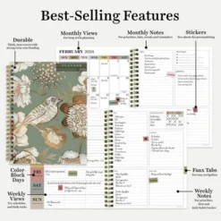 TF Publishing 2024 Weekly/Monthly Planner 8"x6.5" Birds & Floral -Office Supplies GUEST 28ea71f1 315a 4141 b411 fcf65663c527