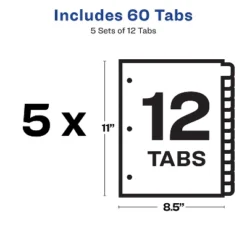 Avery Print & Apply Clear Label Dividers W/White Tabs 12-Tab Letter 5 Sets 11582 -Office Supplies GUEST 2a930900 b5a0 497e 8b91 0dd485c5d230