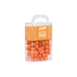 JAM PAPER Round Head Push Pins Orange 100/Pack (346RTOR)