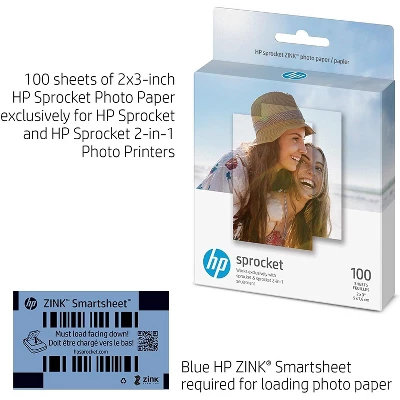HP Sprocket 2x3" Premium Zink Sticky Back Photo Paper (100 Sheets) Compatible With HP Sprocket Photo Printers. 1 HP Sprocket 2x3" Premium Zink Sticky Back Photo Paper (100 Sheets) Compatible With HP Sprocket Photo Printers.