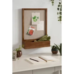 15" X 22" Hutton Framed Fabric Pinboard With Pocket Shelf - Kate & Laurel All Things Decor -Office Supplies GUEST 2f58ab7a fffd 4ffd a917 919ad6daf580