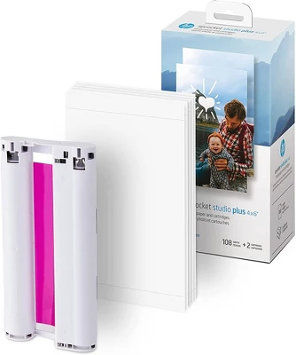 HP Sprocket Studio Plus 4 X 6" Photo Paper And Cartridges (Includes 108 Sheets And 2 Cartridges) Compatible Only With HP Sprocket Studio+ Printer 1 HP Sprocket Studio Plus 4 X 6" Photo Paper And Cartridges (Includes 108 Sheets And 2 Cartridges) Compatible Only With HP Sprocket Studio+ Printer