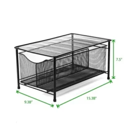 Mind Reader Storage Basket And Organizer [METAL MESH] 3-Compartment Pull-out / Sliding Organizing Drawer, Under The Sink Kitchen And Bathroom Shelf Cabinet (BLACK) -Office Supplies GUEST 33e64cf6 fdcf 435f 9cdd 53f51090d1c8