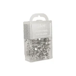 JAM Paper Colored Pushpins Silver Push Pins 2 Packs Of 100 (222419054A)