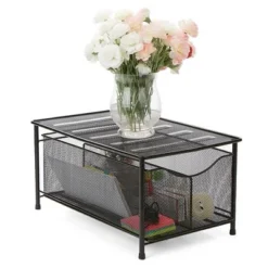 Mind Reader Storage Basket And Organizer [METAL MESH] 3-Compartment Pull-out / Sliding Organizing Drawer, Under The Sink Kitchen And Bathroom Shelf Cabinet (BLACK) -Office Supplies GUEST 35908b86 81ef 41d3 9d23 d84a69df2ca6