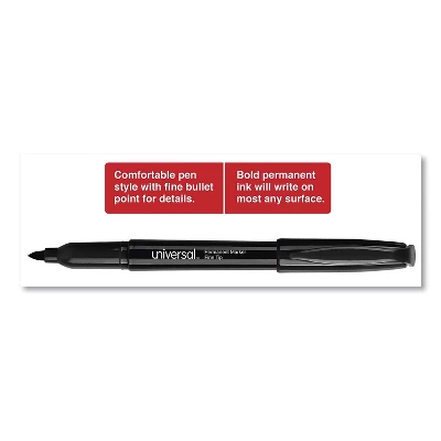 Universal Pen-Style Permanent Marker Bullet/Fine Black 60 Per Pack 07074 2 Universal Pen-Style Permanent Marker Bullet/Fine Black 60 Per Pack 07074 - Image 2
