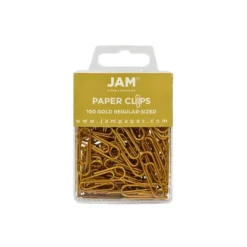 JAM Paper Colored Standard Paper Clips Small 1 Inch Gold Paperclips 21832058B