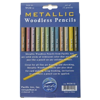 12ct Woodless Graphite Drawing Pencils Metallics - Pacific Arc 2 12ct Woodless Graphite Drawing Pencils Metallics - Pacific Arc - Image 2