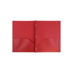 JAM Paper Plastic Two-Pocket School POP Folders W/Metal Prongs Clasps Red 382ECREDD