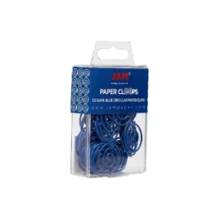 JAM Paper Colored Circular Paper Clips Round Paperclips Dark Blue 2187134B