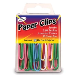 The Pencil Grip 2" Vinyl-Coated Paper Clips Assorted Colors 30 Per Pack 24 Packs (TPG238-24)