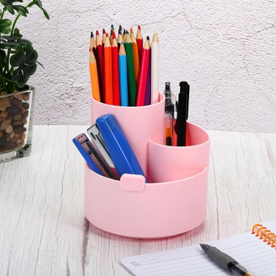 Unique Bargains Rotary Pen Holder 3 Slots 360 Degree Makeup Brush Desktop Stationery Organizer For Office Home 4 Unique Bargains Rotary Pen Holder 3 Slots 360 Degree Makeup Brush Desktop Stationery Organizer For Office Home - Image 4