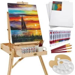 Best Choice Products French Easel, 32pc Beginners Kit Portable Wooden Adjustable Tripod W/ Paint Supplies -Office Supplies GUEST 46ef1df6 bde7 4c17 bcf3 23ef0e1b9d7c