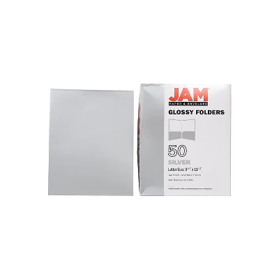 JAM Paper Laminated Two-Pocket Glossy Presentation Folders Silver Bulk 50/Box 385GSIC 7 JAM Paper Laminated Two-Pocket Glossy Presentation Folders Silver Bulk 50/Box 385GSIC - Image 7