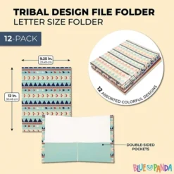 Blue Panda 12 Pack Geometric 2-Pocket Folders, Letter Size Decorative Folders With Pockets For Office, School, 6 Designs, 6 Solid Colors, 9.25 X 12 -Office Supplies GUEST 4a0b7ee9 38db 4ba8 b3c2 139c3202bd90