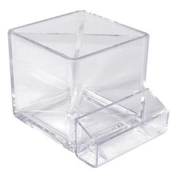 Azar Displays 4" Cube Pencil Holder With Divider & Business Card Pocket 2 Azar Displays 4" Cube Pencil Holder With Divider & Business Card Pocket - Image 2