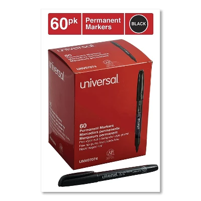 Universal Pen-Style Permanent Marker Bullet/Fine Black 60 Per Pack 07074 1 Universal Pen-Style Permanent Marker Bullet/Fine Black 60 Per Pack 07074