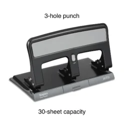 MyOfficeInnovations One-Touch 26614 Heavy-Duty 3-Hole Punch 30-Sheet Capacity Black 884279