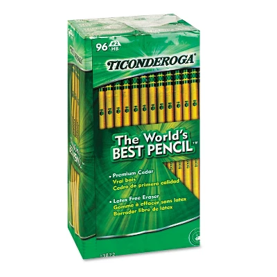 Ticonderoga Woodcase Pencil HB #2 Yellow Barrel 96/Pack 13872 1 Ticonderoga Woodcase Pencil HB #2 Yellow Barrel 96/Pack 13872