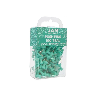 JAM Paper Colored Pushpins Teal Push Pins 2 Packs Of 100 22432067A 1 JAM Paper Colored Pushpins Teal Push Pins 2 Packs Of 100 22432067A