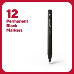 TRU RED Permanent Markers Ultra Fine Tip Black Dozen TR54534