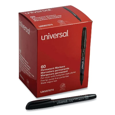 Universal Pen-Style Permanent Marker Bullet/Fine Black 60 Per Pack 07074 7 Universal Pen-Style Permanent Marker Bullet/Fine Black 60 Per Pack 07074 - Image 7