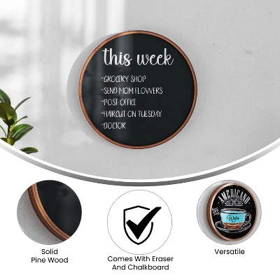 Flash Furniture Canterbury Round Wall Mounted Magnetic Chalkboards For Home Or Business With Eraser And Chalk, Set Of 2 5 Flash Furniture Canterbury Round Wall Mounted Magnetic Chalkboards For Home Or Business With Eraser And Chalk, Set Of 2 - Image 5