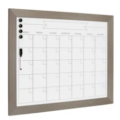 23" X 29" Beatrice Framed Magnetic Dry Erase Monthly Calendar Gray - DesignOvation