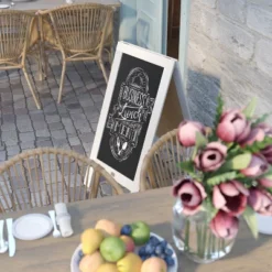 Emma And Oliver Rustic Vintage Double-Sided Folding Magnetic Chalkboard With 8 Chalk Markers, 10 Chalkboard Stencils, Eraser And 2 Rustic Magnets -Office Supplies GUEST 60ecd972 bec7 4a8f 8d1e e3446948c39c