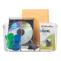 MDesign Small Plastic Storage Caddy Tote For Desktop Office Supplies - Clear -Office Supplies GUEST 62102b98 de3c 44c4 b38a 3bbb062d074a