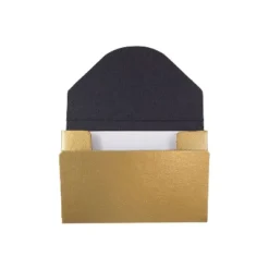 JAM Paper Colorful Business Card Holder Case With Round Flap Matte Gold Chipboard Sold Individually