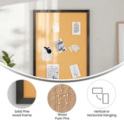 Merrick Lane Cork Display Board With Wooden Frame And Push Pins -Office Supplies GUEST 65782766 ac4c 4321 8376 3670b958746d