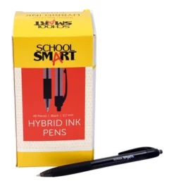School Smart Retractable Hybrid Pens, Black, Pack Of 48