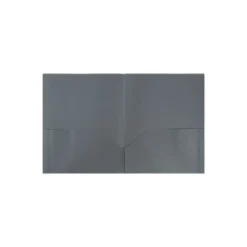 JAM Paper Plastic POP 2-Pocket Portfolio Folder Gray 96/Box (382EGYB)