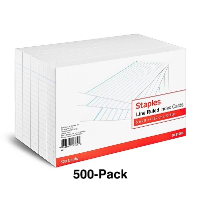 MyOfficeInnovations 5" X 8" Line Ruled White Index Cards 500/Pack (51006) 233478 1 MyOfficeInnovations 5" X 8" Line Ruled White Index Cards 500/Pack (51006) 233478