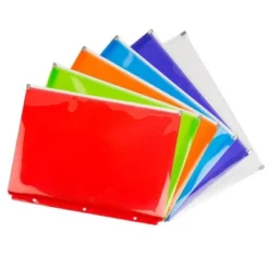 JAM Paper 6pk Plastic 3 Hole Punch Binder Envelopes With Zip Closure - Letter Booklet - 9 3/4 X 13 - Assorted