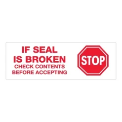 Tape Logic Pre-Printed Carton Sealing Tape "Stop If Seal Is Broken..." 2.2 Mil 2 T901P01
