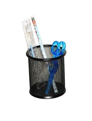 Unique Bargains Metal Mesh Cylindrical Pen Holder Container Black 4" X 3.5" 2 Unique Bargains Metal Mesh Cylindrical Pen Holder Container Black 4" X 3.5" - Image 2