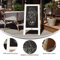 Emma And Oliver Rustic Vintage Double-Sided Folding Magnetic Chalkboard With 8 Chalk Markers, 10 Chalkboard Stencils, Eraser And 2 Rustic Magnets -Office Supplies GUEST 6f158260 bb83 49cf ac28 34d9956d1cf3