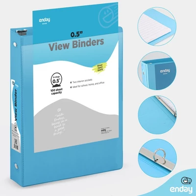 Enday 3-Ring View Binder With 2-Pockets - Multicolor 6 Pack 2 Enday 3-Ring View Binder With 2-Pockets - Multicolor 6 Pack - Image 2