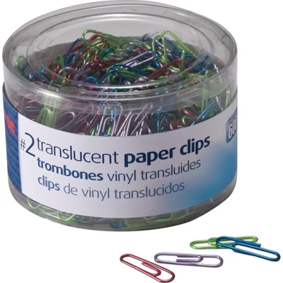 Officemate Translucent Paper Clips Vinyl Small 600/Tub BE/PE/GN/RD/SR 97211 1 Officemate Translucent Paper Clips Vinyl Small 600/Tub BE/PE/GN/RD/SR 97211